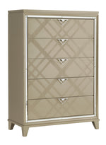 Bijou Champagne Metallic Wood 5-Drawer Chest