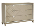 Bijou Champagne Metallic Wood 6-Drawer Dresser