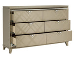 Bijou Champagne Metallic Wood 6-Drawer Dresser