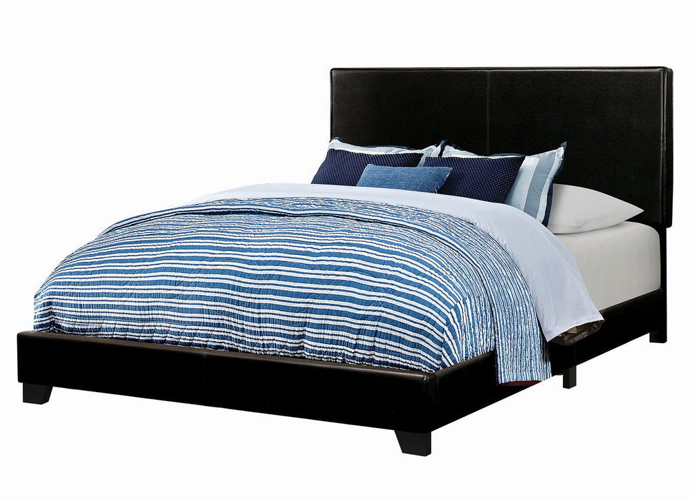 Dorian Black Leatherette Upholstered Cal King Panel Bed