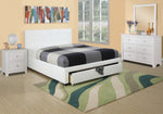 Carla White Faux Leather Queen Platform Storage Bed