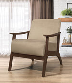 Carlson Light Brown Velvet Fabric Accent Chair