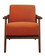 Carlson Orange Velvet Fabric Accent Chair