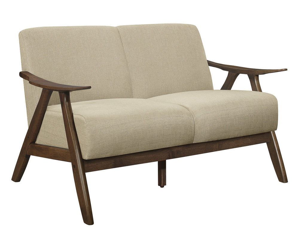 Damala Light Brown Textured Fabric Loveseat