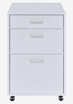 Coleen White High Gloss Wood Cabinet with 3 Drawers