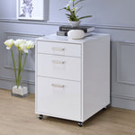 Coleen White High Gloss Wood Cabinet with 3 Drawers