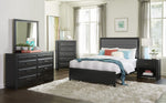 Cordelia Espresso Wood/Gray Fabric King Bed