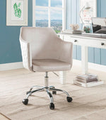 Cosgair Beige Velvet/Chrome Metal Adjustable Office Chair