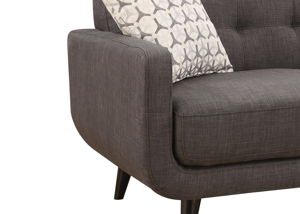 Crystal 2-Piece Charcoal Fabric Tufted Sofa Set