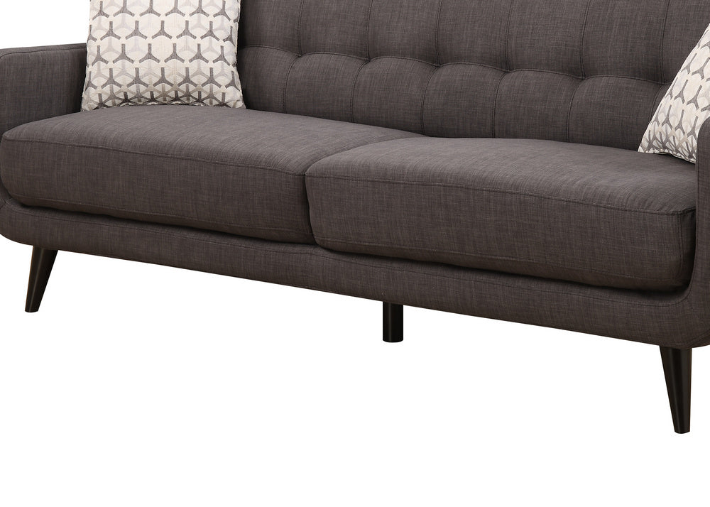 Crystal 3-Piece Charcoal Fabric Tufted Sofa Set