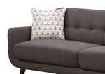 Crystal Charcoal Fabric 2-Seat Sofa with Accent Pillows