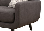 Crystal Charcoal Fabric 2-Seat Sofa with Accent Pillows