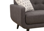 Crystal Charcoal Fabric Loveseat with 2 Accent Pillows