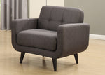 Crystal Charcoal Fabric Tufted Arm Chair