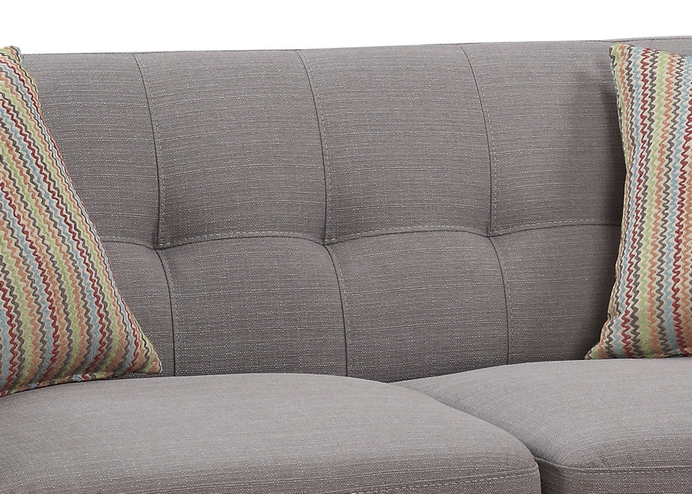 Crystal Gray Fabric Loveseat with 2 Accent Pillows