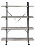 Delray Grey Driftwood Wood/Black Metal Bookcase