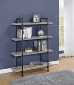 Delray Grey Driftwood Wood/Black Metal Bookcase