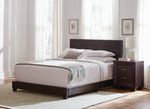 Dorian Brown Leatherette Upholstered King Panel Bed