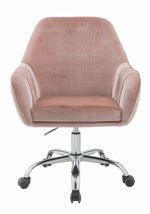 Eimet Peach Velvet/Chrome Metal Adjustable Office Chair