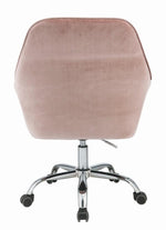 Eimet Peach Velvet/Chrome Metal Adjustable Office Chair