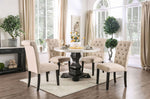 Elfredo White Marble/Black Wood Dining Table