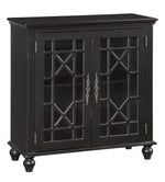 Eliza Antique Black Wood Accent Chest with Glass Inlay