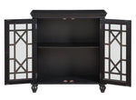 Eliza Antique Black Wood Accent Chest with Glass Inlay