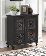 Eliza Antique Black Wood Accent Chest with Glass Inlay