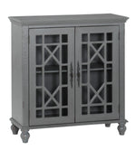 Eliza Antique Gray Wood Accent Chest with Glass Inlay