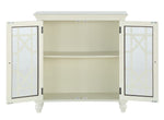 Eliza Antique White Wood Accent Chest with Glass Inlay