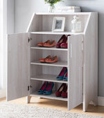 Emmie White Oak Wood Shoe Cabinet with 5 Shelves