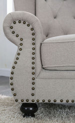 Ewloe Light Gray Linen Button Tufted Sofa