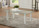 Gordie White Metal/Clear Glass Top Coffee Table with Bending Edge