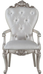 Gorsedd 2 Cream Fabric/Antique White Finish Wood Arm Chairs