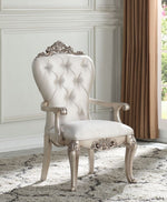 Gorsedd 2 Cream Fabric/Antique White Finish Wood Arm Chairs