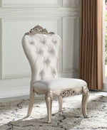 Gorsedd 2 Cream Fabric/Antique White Finish Wood Side Chairs