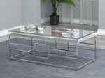 Hadleigh Chrome Metal Coffee Table with Mirrored Top