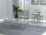 Hadleigh Chrome Metal End Table with Mirrored Top