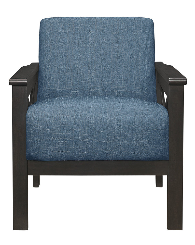 Herriman Blue Fabric Accent Chair with Wooden Arms