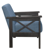 Herriman Blue Fabric Accent Chair with Wooden Arms