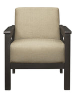 Herriman Brown Fabric Accent Chair with Wooden Arms