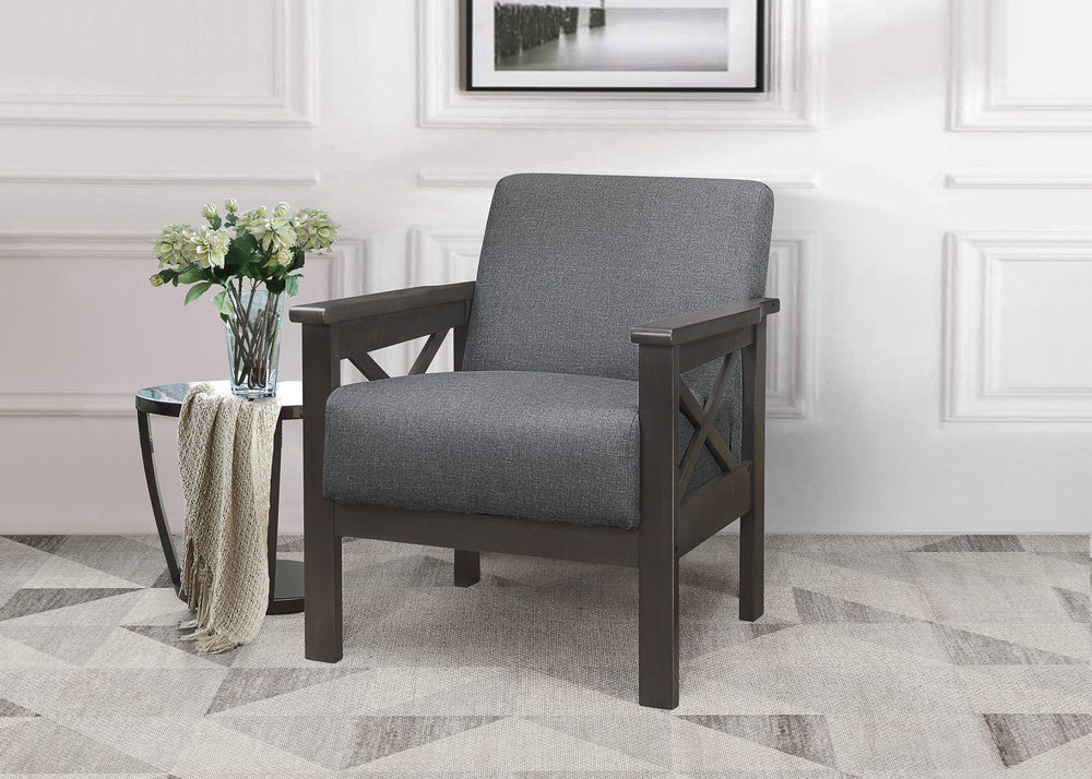 Herriman Gray Fabric Accent Chair with Wooden Arms