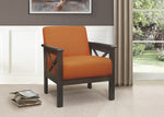 Herriman Orange Fabric Accent Chair with Wooden Arms