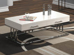 Idalia Glossy White Wood/Chrome Metal Coffee Table