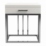 Idalia Glossy White Wood/Chrome Metal End Table