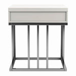 Idalia Glossy White Wood/Chrome Metal End Table