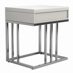 Idalia Glossy White Wood/Chrome Metal End Table