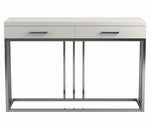 Idalia Glossy White Wood/Chrome Metal Sofa Table