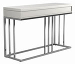 Idalia Glossy White Wood/Chrome Metal Sofa Table