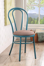 Jakia 2 Teal Metal/Fabric Side Chairs with High Backrest